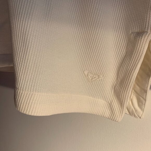 Roxy Waffle Knit Button-Up Hoodie Cream White Size L/G Oversized Fit - Picture 5 of 7
